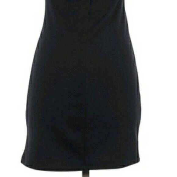 CO Lace Illusion Neckline Short Sleeve‎ Crew Neck Stretch Mini Dress Black Sz S - Picture 8 of 9